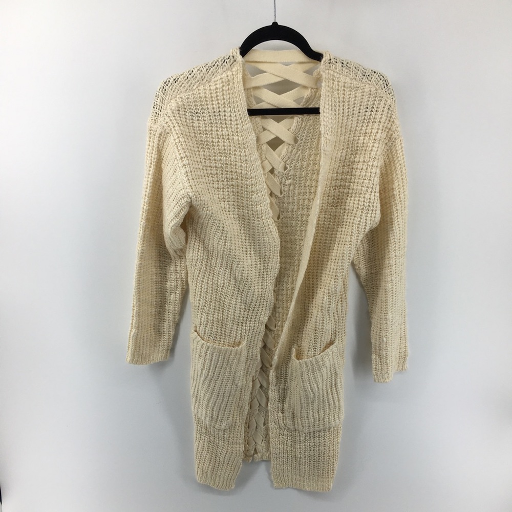 Poof New York Cream Knit Cardigan